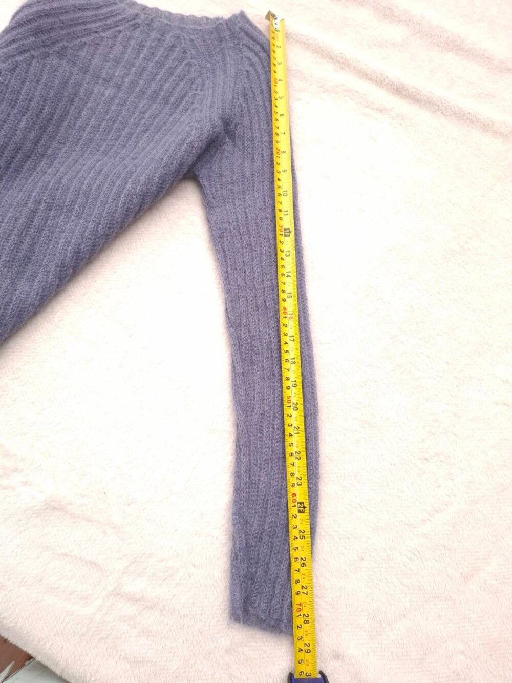 Banana Republic Mohair Wool Blend Lilac Grey Fuzzy Ribbed Cozy Sweater Size S - Picture 9 of 9
